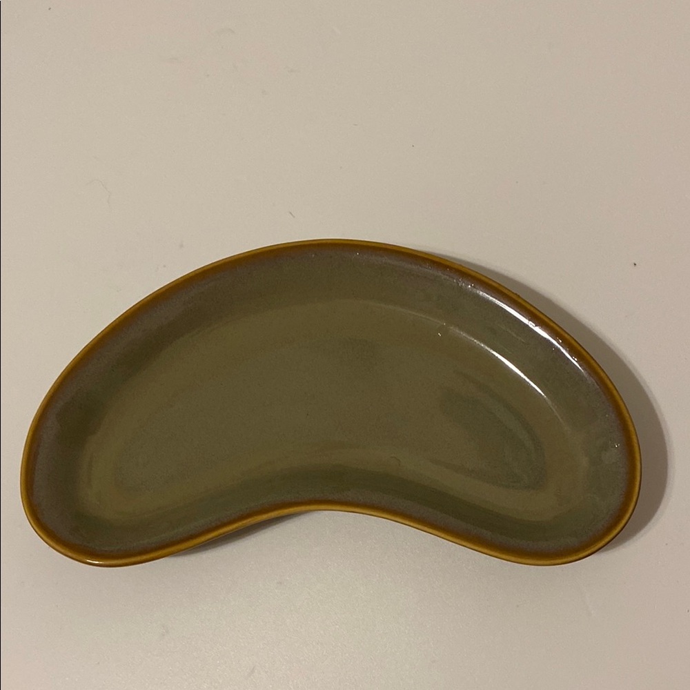 Homer Laughlin Appetizer Salad Plate spoon trivet rest holder Olive Green used